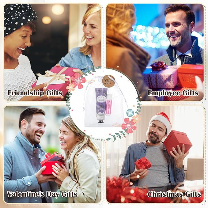 48 Set Thank You Gifts for Employee Hand Cream and Lip Balm Bulk Set with Organza Bag Thank You Card Hand Lotion Appreciation Gift Set for Women Men Coworkers Volunteer-BrightBean Baby