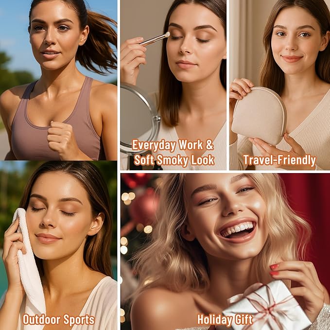 6 Colors Mini Naked Eyeshadow Makeup Palette Caramel & Bronzed Neutral Tone Eye Shadow Matte & Shimmer Nude Make Up Pallet with Mirror Blendable Highly Pigmented Travel Size Gift Kit 05-BrightBean Baby