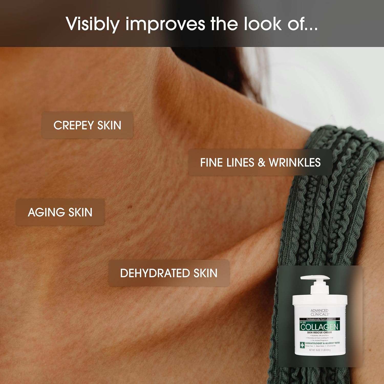 Advanced Clinicals Collagen Cream Body Lotion & Face Moisturizer W/Vitamin E | Skincare Moisturizing Collagen Lotion For Women, Men, Hand, & Neck Improves Look Of Crepey Skin & Uneven Dry Skin, 16Oz-BrightBean Baby