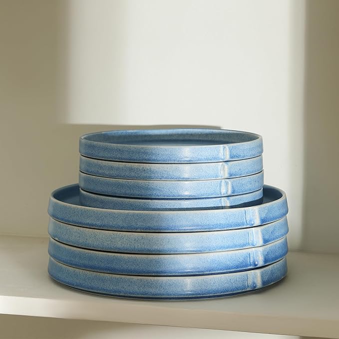 Stone Lain Bao 4-Piece Salad Plate Set Stoneware, Blue