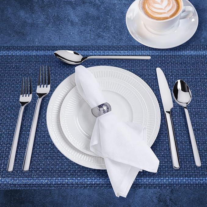 KINGSTONE Dinner Spoons Set of 4, 8 Inch 18/10 Stainless Steel Spoons Cutlery Table Spoon for Home, Kitchen & Restaurant, Dishwasher Safe