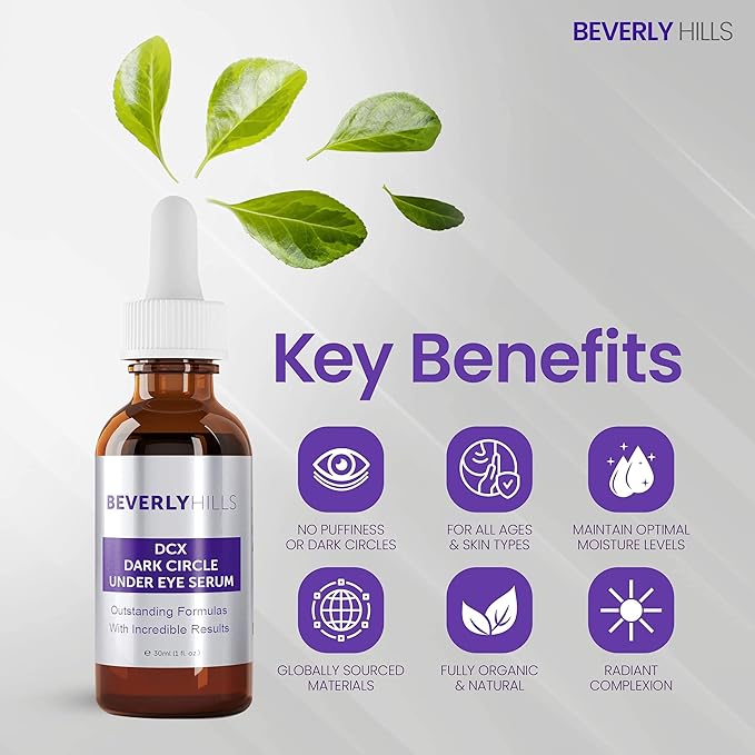 Beverly Hills DCX Under Eye Serum for Wrinkles, Puffy Eyes and Dark Cirlces Treatment for All Skin Types | Anti Wrinkle Serum with Seaweed, Hyaluronic Acids & Peptides for Hydrated & Soft Skin, 30 mL-BrightBean Baby