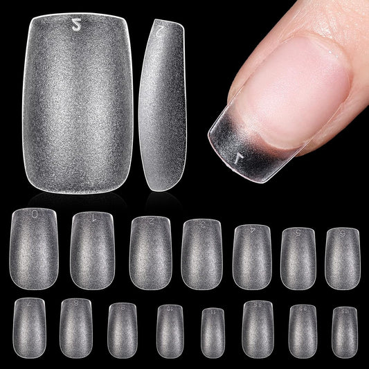 TOMICCA Short Square Nail Tips 240Pcs Pre-buff Full Matte Acrylic Fake Nails, 15 Sizes Full Cover Press on Nail for Extension Manicure Home DIY Nail Art-BrightBean Baby