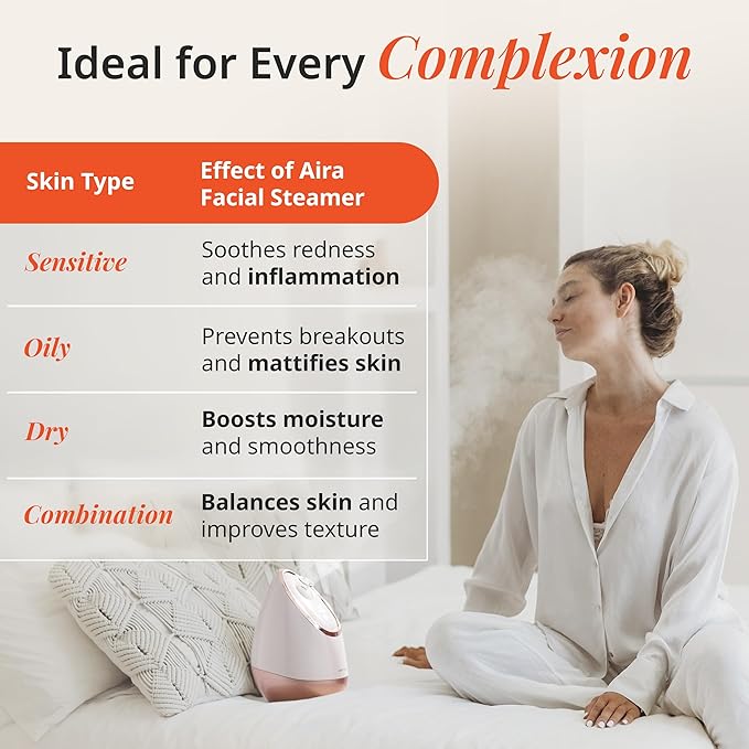 Vanity Planet Aira Ionic Facial Steamer (Rose Gold) - Pore Cleaner That Detoxifies, Cleanses and Moisturizes - Adjustable Nozzle, Water Tank with 3 Essential Oil Baskets-BrightBean Baby