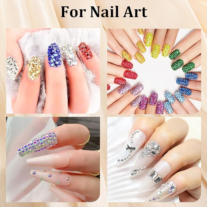 Colorful Face Gems for Makeup Set, Flatback Gorgeous Charming AB Glass Rhinestone with Makeup Glue+Picker Pencil+Tweezer for Eye Body Hair Make-up and Nail Art Deco-BrightBean Baby