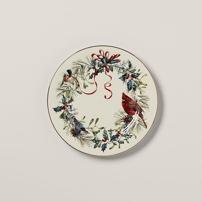 Lenox 835219 Winter Greetings 6-Piece Dinner Plate Set, 10.75', Christmas Drinkware, Holiday Hosting