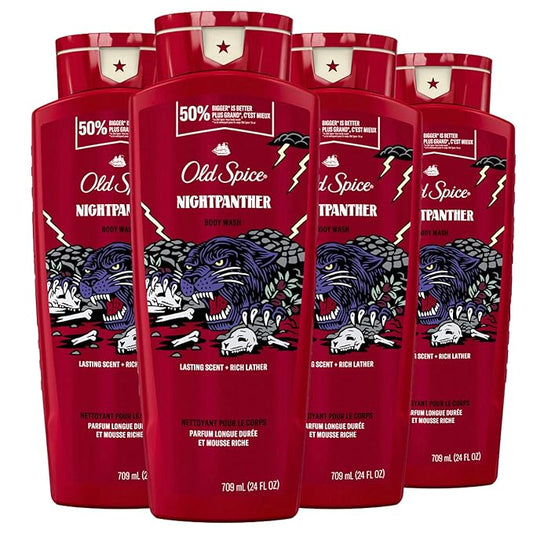Old Spice Body Wash for Men, NightPanther, 24/7 Shower Freshness, 24 fl oz (Pack of 4)-BrightBean Baby
