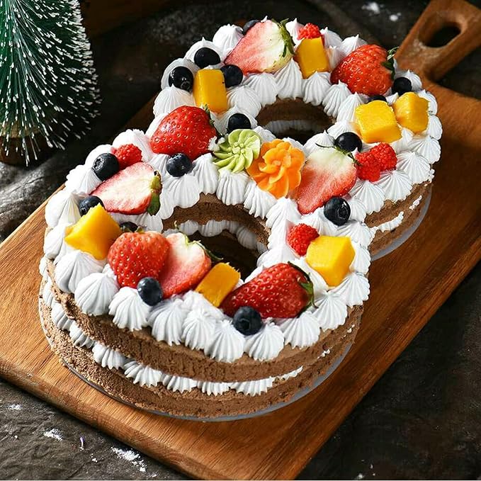 Ducodocu Large Silicone Cake Pans Number Cake Mould 3D Novelty Cake Tins DIY Baking Mold for Birthday Wedding Anniversary 10 inch Number of 8 Purple, 1 Pack