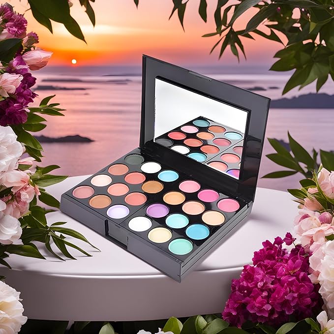 Ladies vegan girl makeup kits all in one box set cosmetic Eye shadow Palette matte gift makeup kit full blush makeup set (Multi Colored)-BrightBean Baby
