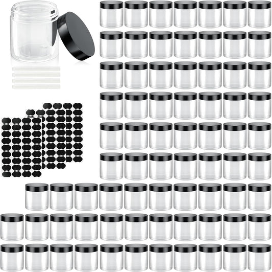 75 Pack 4 Oz Plastic Containers with Lids, OBKJJ Clear Travel Size Leak Proof Makeup Travel Containers BPA Free Cosmetic Slime Jars for Lotion, Cream, Body Butter, Makeup, Ointments (75)-BrightBean Baby