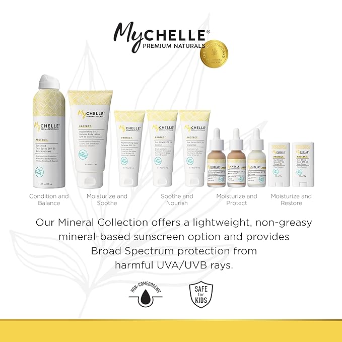 MyCHELLE Dermaceuticals Solar Defense SPF 30 (2.3 Fl Oz) - Moisturizing Reef Safe Sunscreen with Red Algae Extract and Kukui Oil - Travel Size Zinc Sunscreen for Face and Body-BrightBean Baby