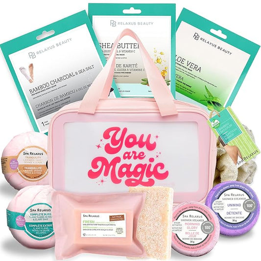 Spa Gift Baskets For Women - Premium Spa Gifts For Women With Cosmetic Bag, Bath Bombs, Handmade Spa Gift Set & Gift Boxes For Women - Mom Gifts, Birthday Gift Basket For Women-BrightBean Baby