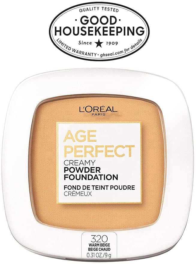L'Oreal Paris Age Perfect Creamy Powder Foundation Compact, 320 Warm Beige, 0.31 Ounce-BrightBean Baby