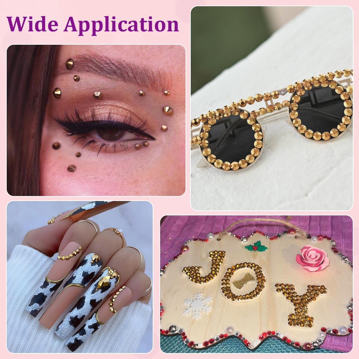 25000Pcs Resin Rhinestones with Tweezers for Crafting, Gold Flatback Gems, Bedazzling Crystal with 3Pcs 10ml B7000 Jewelry Glue for DIY Crafts Clothing Tumblers Shoes Fabric Nail Art-BrightBean Baby