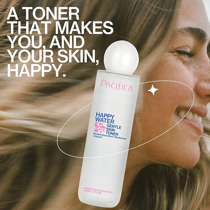 Pacifica Happy Water Hydrating Facial Toner Mist – Vegan Ceramides, Hyaluronic Acid & Electrolytes, Refreshing & Calming for Balanced Skin, Clean Beauty, Vegan, Cruelty-Free, All Skin Types, 4 oz-BrightBean Baby