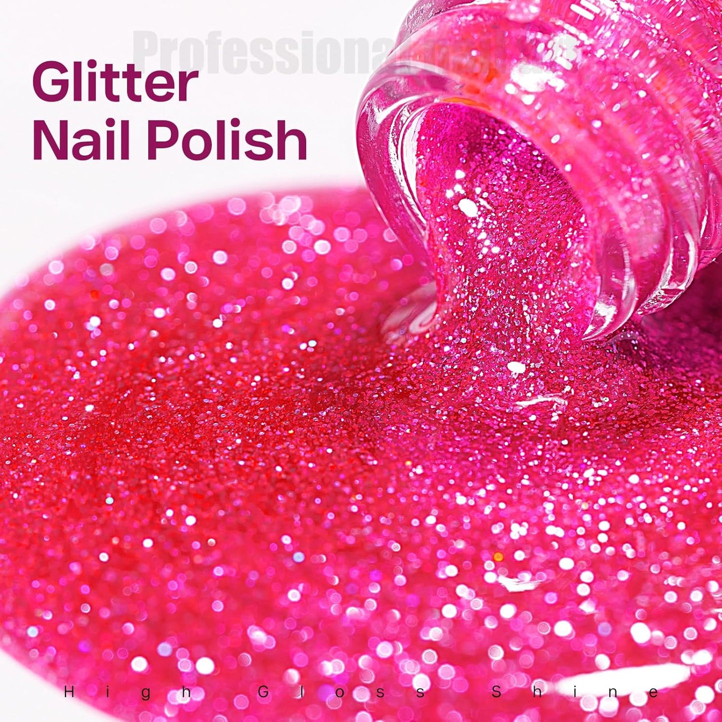 MIZHSE Quick Dry Glitter Rose Red Nail Polish, Shimmery Nail Polish Fast Drying, 15ml High Glossy Sparkly Shiny Nail Lacquer Nail Art Salon Manicure Home-BrightBean Baby