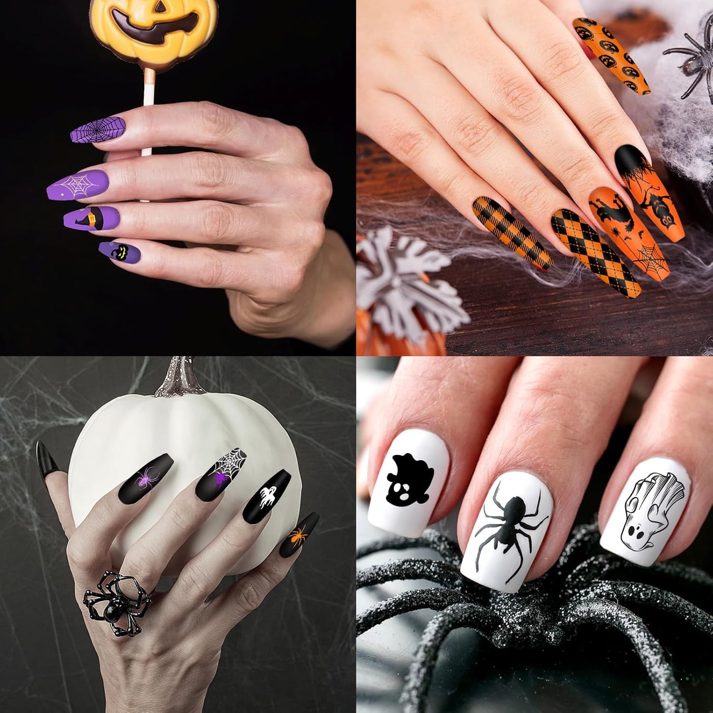 Whaline 10Pcs Halloween Nail Art Stamping Plate Kit Spooky Pumpkin Ghost Skull Plaid Design Nail Art Plate for Holiday DIY Print Manicure Salon-BrightBean Baby