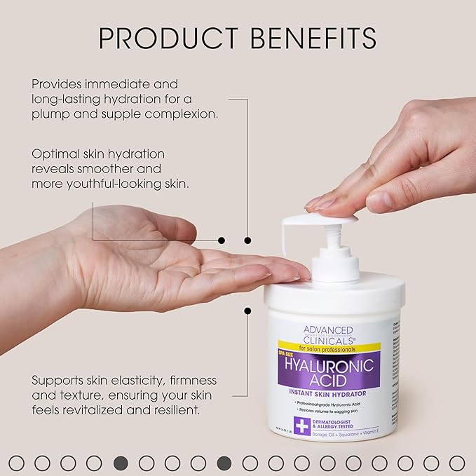 Advanced Clinicals Hyaluronic Acid Body Lotion & Face Moisturizer W/Vitamin E | Hydrating Dry Skin Firming Lotion Minimizes Look Of Wrinkles, Stretch Marks, & Crepey Skin | Skin Care Products, 2pc-BrightBean Baby