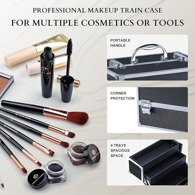 Color Nymph Makeup Sets for Teens Girls Women, Professional Makeup Kits All In One Makeup Set Storage Train Case, Beginner Full Cosmetics Kit with Eyeshadow Blush Lipstick Lipgloss Mascara etc Black-BrightBean Baby