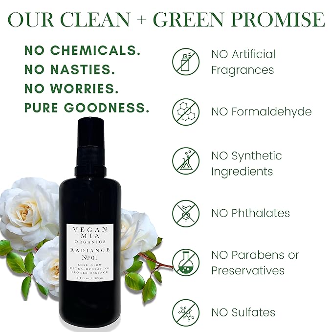 Organics - Radiance, Ultra-Hydrating Rose Water Spray for Face and Neck, Face Mist with Organic Rose Flower Essence, Facial Mist for All Skin Types, Hydrates Dry and Dull Skin, 3.4 fl oz-BrightBean Baby