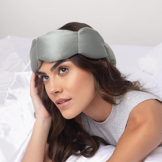 Nodpod Gentle Pressure Silk Sleep Mask | Patented Light Blocking Design for Sleeping, Travel & Relaxation | Bead Filled, Machine Washable (Willow)-BrightBean Baby
