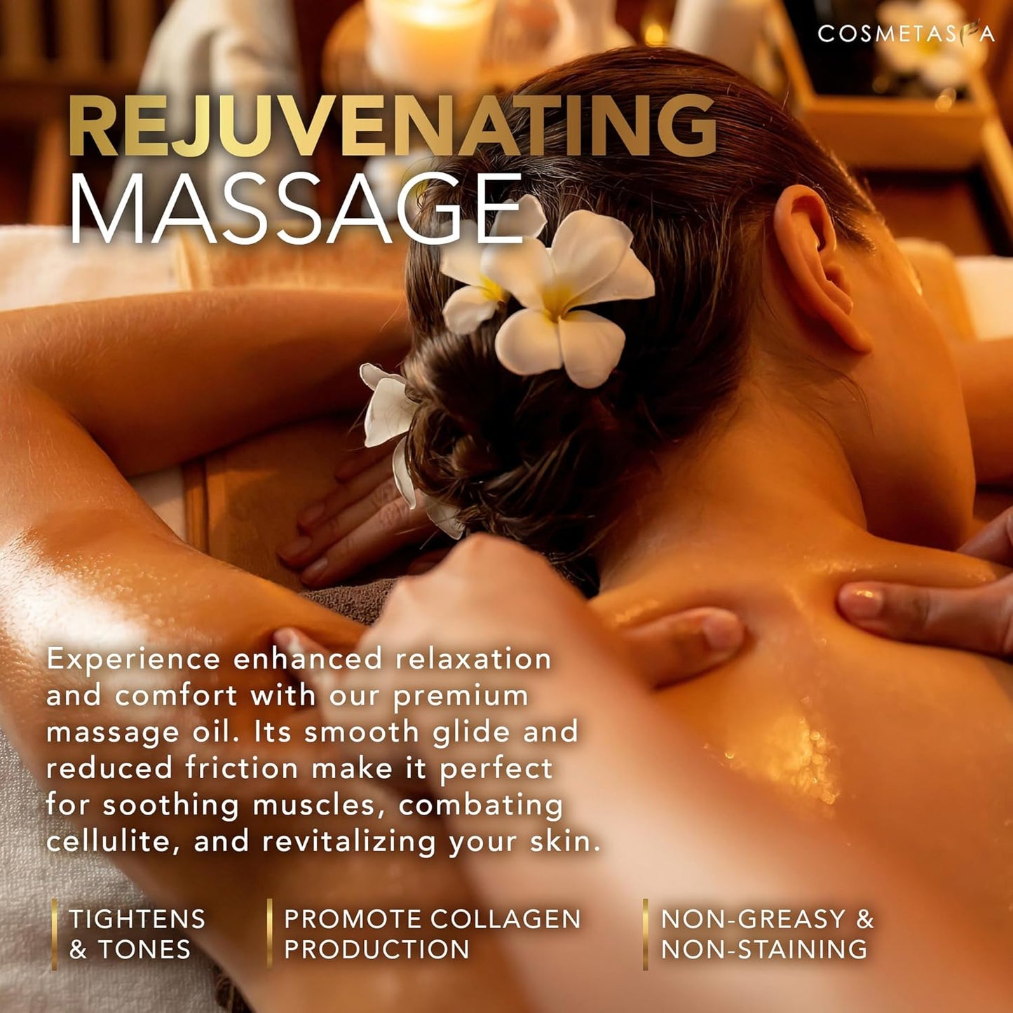 Cellulite Massage Oil with Collagen & Stem Cells- 100% Natural Anti Cellulite Oil, Assists with Firming, Toning & Moisturizes Skin 8.8 oz. by Cosmetasa-BrightBean Baby