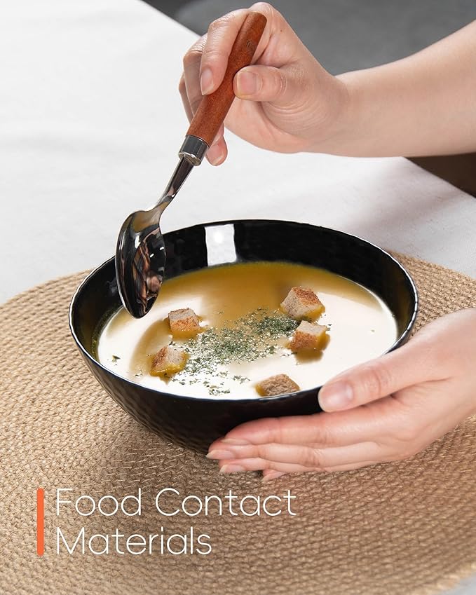 27 OZ Max Cereal Soup Bowl Set of 6, Opal Glass 7.2 inch Black Geometric Faceted Bowls for Ramen, Noodle, Salad, Fruit, Dishwasher and Microwave Safe