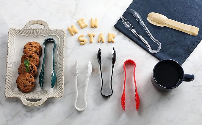 New Star Foodservice 35544 Utility Tong, High Heat Plastic, Scalloped, 12 inch, Set of 12, Red