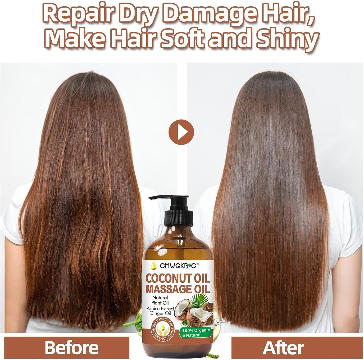 Coconut Oil Massage Oil for Massage Therapy- Relaxing Massage Oil,Carrier Oil for Essential Oils,Non-Greasy Coconut Oil for Skin and Hair,Massage Oils for Date Night Spa Body Oil for Women Men-BrightBean Baby