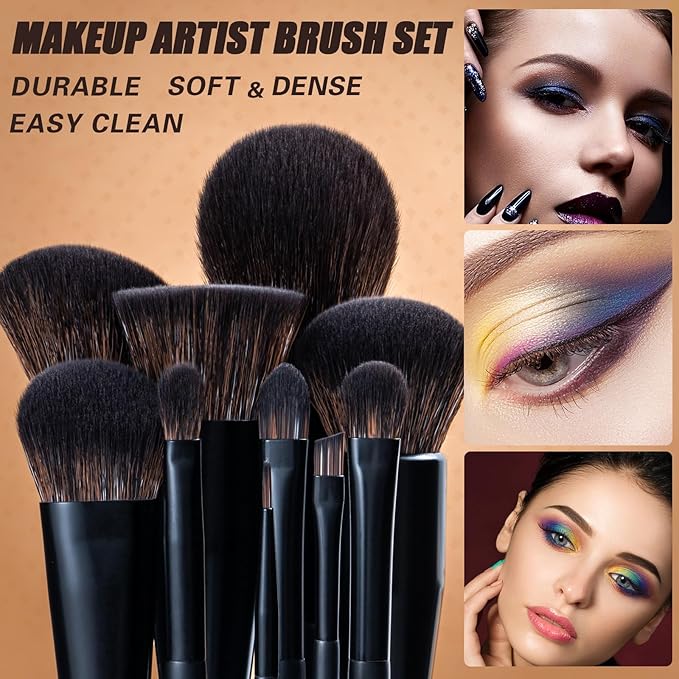 LORYP Black Makeup Brushes Set 21Pcs Powder Blush Foundation Concealer Highlighter Brush Vegan Pro Face and Eye Brush Kit-BrightBean Baby