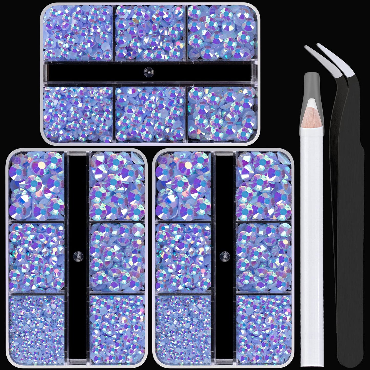 Resin Rhinestones Crafting, 2/3/4/5/6mm Flatback Jelly Rhinestones, 3 Box Sky Blue AB Non Hotfix Crystal Gems for Bedazzling Crafts Mugs Tumblers Clothes Makeup Nail-BrightBean Baby