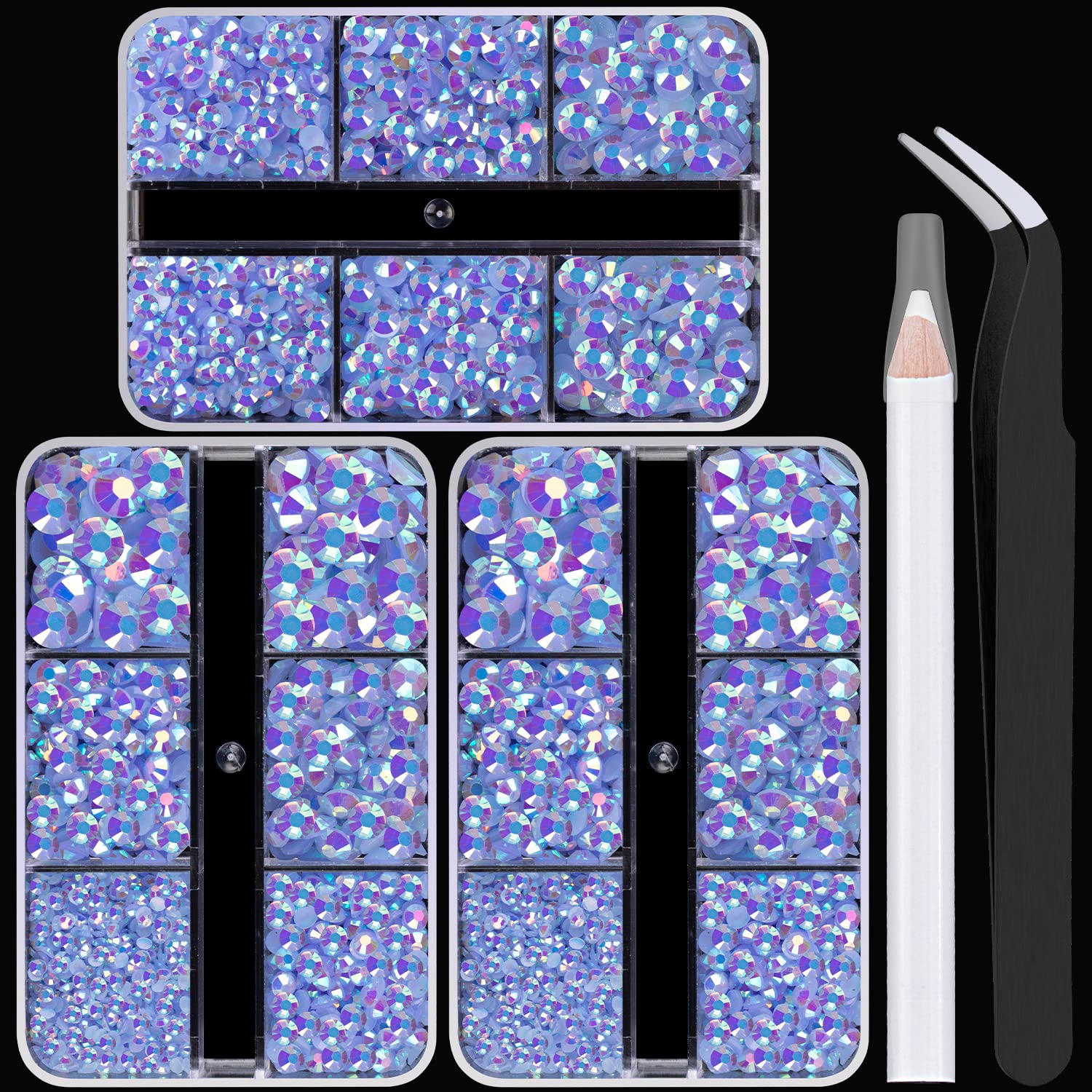 Resin Rhinestones Crafting, 2/3/4/5/6mm Flatback Jelly Rhinestones, 3 Box Sky Blue AB Non Hotfix Crystal Gems for Bedazzling Crafts Mugs Tumblers Clothes Makeup Nail-BrightBean Baby