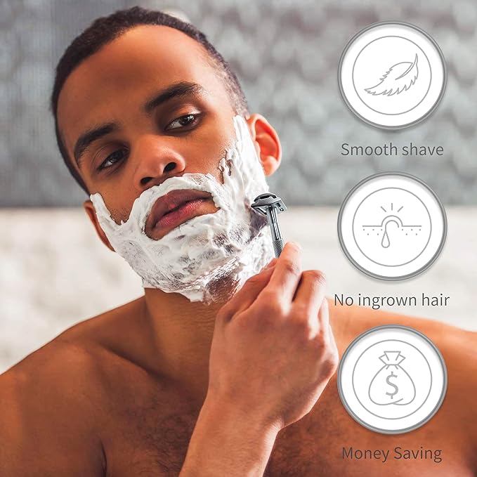 Bambaw Double Edge Safety Razor for Men with Stand, Reusable Metal Razor with 5 Double Edge Blades, Single Blade Razors for Men & Women – Silver-BrightBean Baby