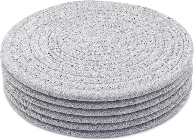 8 Inch Trivets for Hot Dishes, Hot Pots and Pans, Thick Heat Resistant Large Coaster for Kitchen, Hot Pads, Kitchen Essentials, Kitchen Decor for Table & Countertop, 6 Pcs