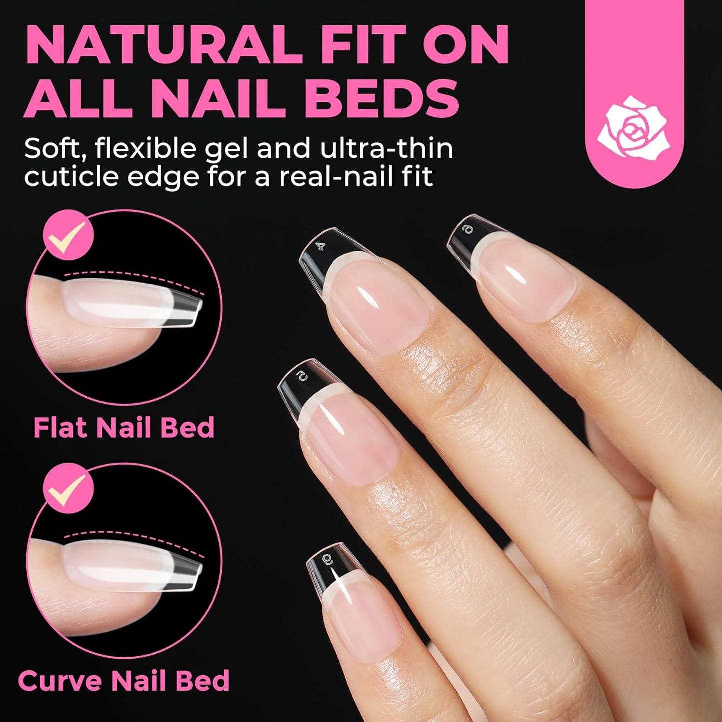 UNA GELLA Short Coffin Nails Tips, 504pcs No c Curve short Coffin Gel Press On Nails Pre Etched For Women Acrylic Nail Extension Full Cover Home Salon 12 Sizes-BrightBean Baby