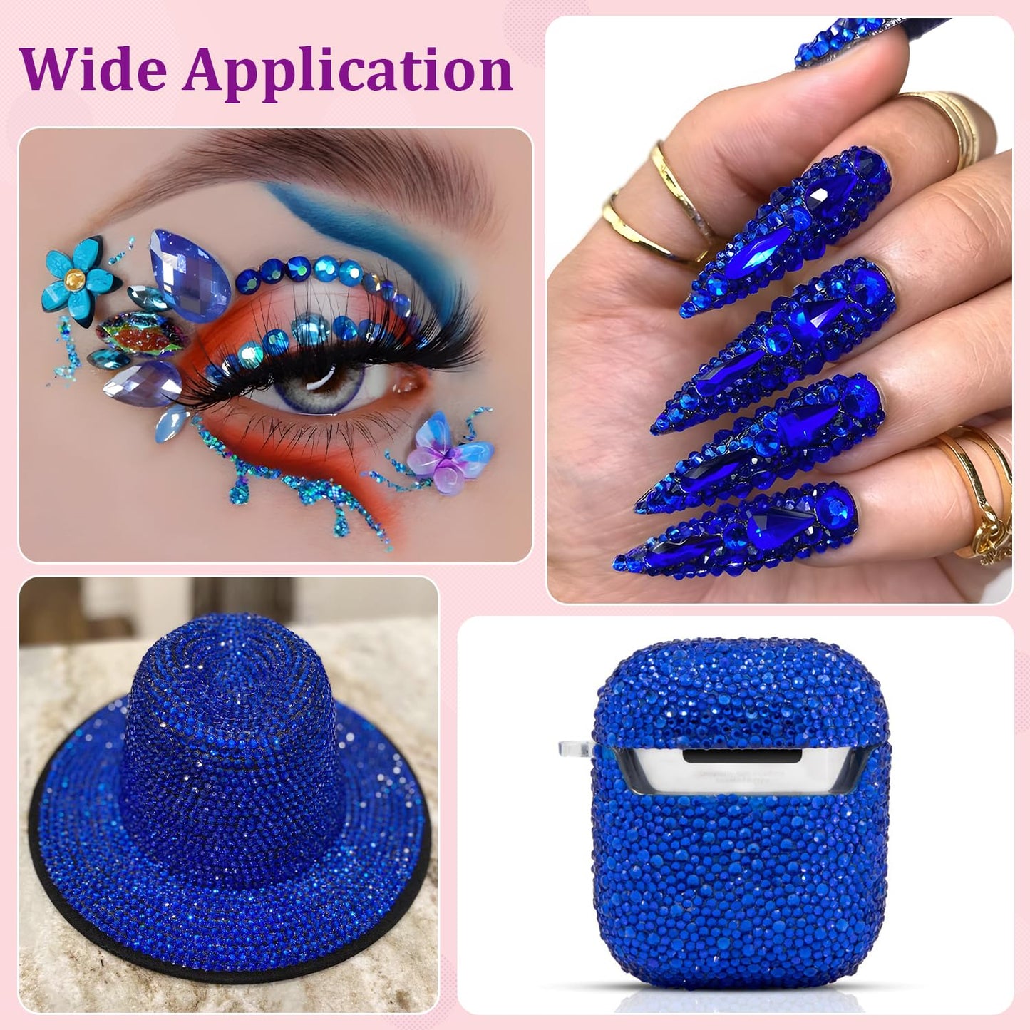 25000Pcs Resin Rhinestones for Crafting, Royal Blue 2-6mm Mixed Sizes Non Hotfix Flatback Gems, Bedazzling Crystal for DIY Crafts Clothing Tumblers Mugs Shoes Fabric Nail Art-BrightBean Baby