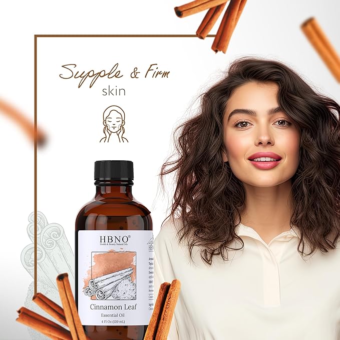 HBNO California Bottled Cinnamon Essential Oil (Leaf) 4 fl oz (120ml) - Natural Cinnamon Essential Oil for Diffuser - Perfect for Cleaning, Aromatherapy, DIY, Soap & Diffuser -BrightBean Baby