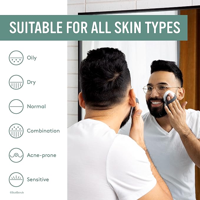 Sud Scrub® Antimicrobial Silicone Face Scrubber, 1 Pack, Gentle Face Exfoliator for Sensitive Skin, Eco Friendly Facial Cleansing Brush, Exfoliating Face Brush for Men and Women (Mint)-BrightBean Baby