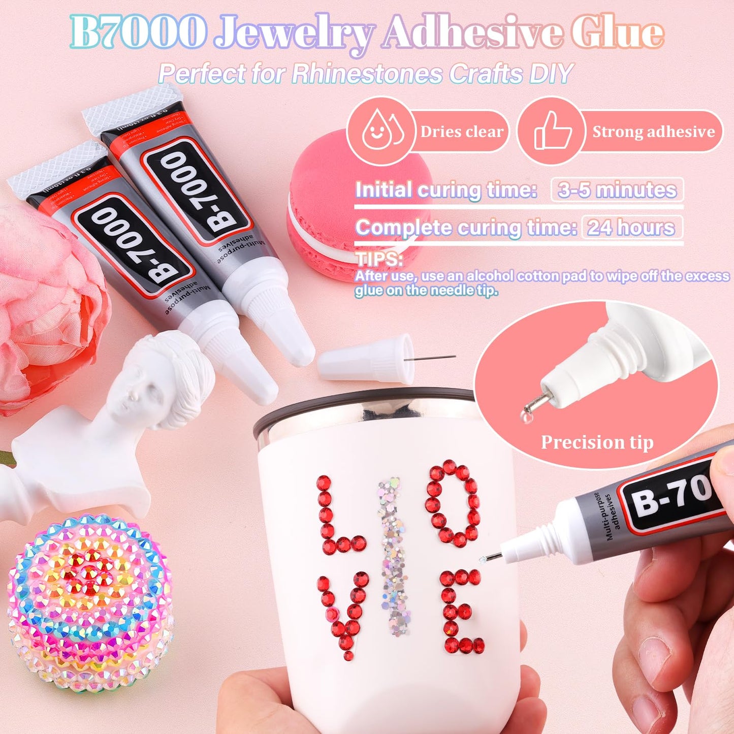 30000Pcs Resin Red Rhinestones with B7000 Jewelry Glue for Crafting, 2-6mm Non Hotfix Flatback Gems, Bedazzling Crystal for DIY Crafts Clothing Tumblers Mugs Shoes Fabric Decor Nail Art-BrightBean Baby