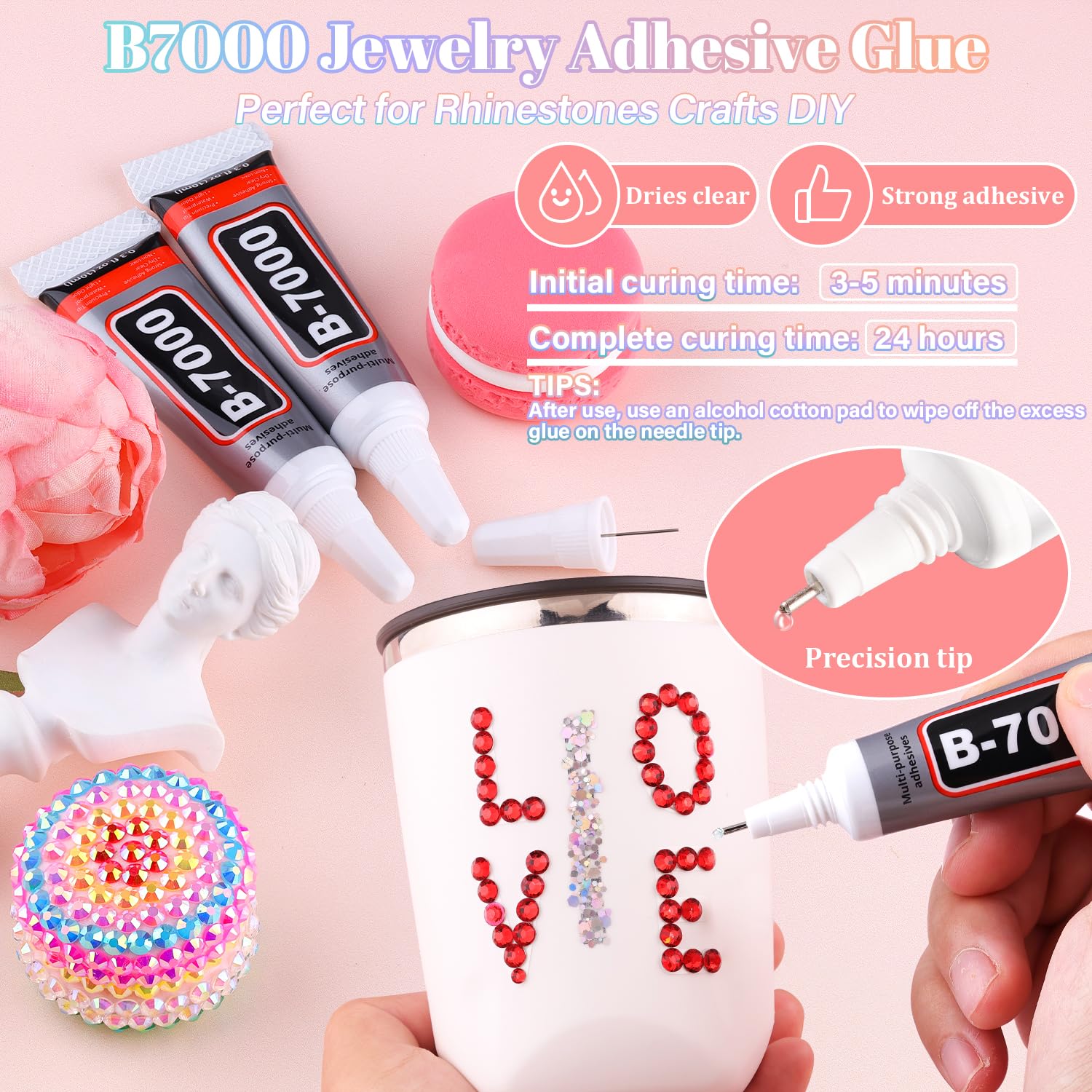 30000Pcs Resin Red Rhinestones with B7000 Jewelry Glue for Crafting, 2-6mm Non Hotfix Flatback Gems, Bedazzling Crystal for DIY Crafts Clothing Tumblers Mugs Shoes Fabric Decor Nail Art-BrightBean Baby