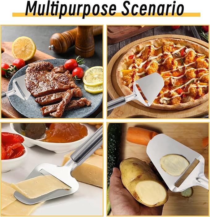 2Pcs Cheese Slicer Handheld, Small Stainless Steel Silver Cheese Peeler Planer Cutter Tools for Block Butter Squares for Kitchen Cooking