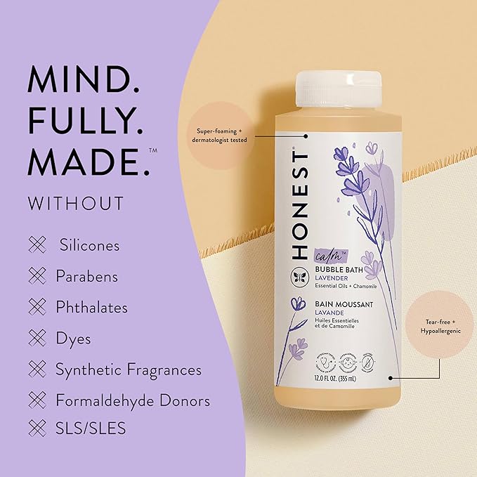 Honest Beauty Extreme Length Volumizing Clean Mascara + Honest Lavender Foaming Bubble Bath Bundle | Naturally Derived + Cruelty Free | 0.27 fl oz, 12 fl oz-BrightBean Baby