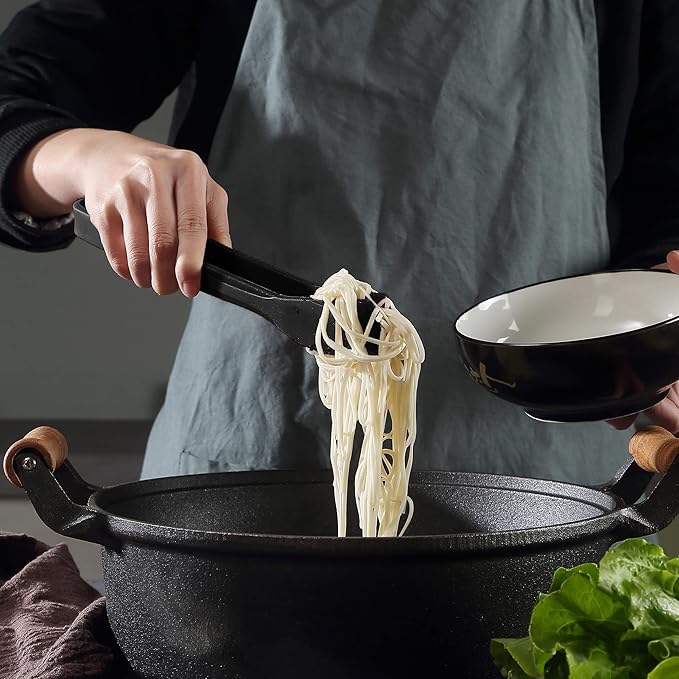 Mu&Ti Silicone Kitchen Tongs 2-in-1 11 In Premium Stainless Steel Barbecue Clamp Multipurpose BBQ Clamp Spatula for Gripper Bread Clip/Fried Steak Clamp/Flipping Fish/Beefsteak Flipper Two Set(Black)