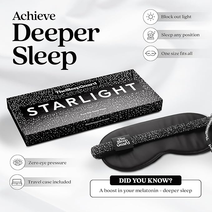 Pure Silk Sleep Mask [100% 6A Mulberry Silk, 22 Momme] Light Blocking Travel Essentials. Eye Masks for Sleeping. Black Oeko-Tex Blindfold. Eye Covers for Men & Women-BrightBean Baby