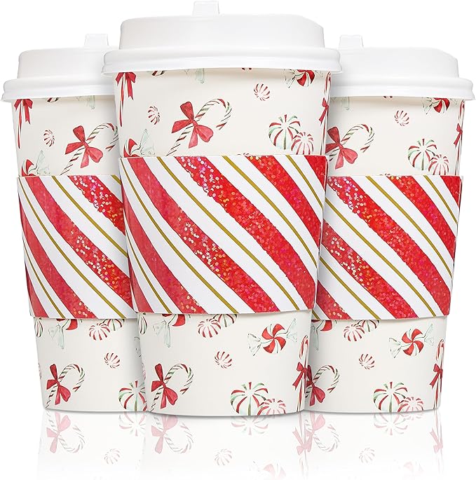 Papyrus Disposable Tabletop Plates Set - Elegant and Sturdy Plates for Any Occasion, Peppermint Candy Cane, Dinnerware Set