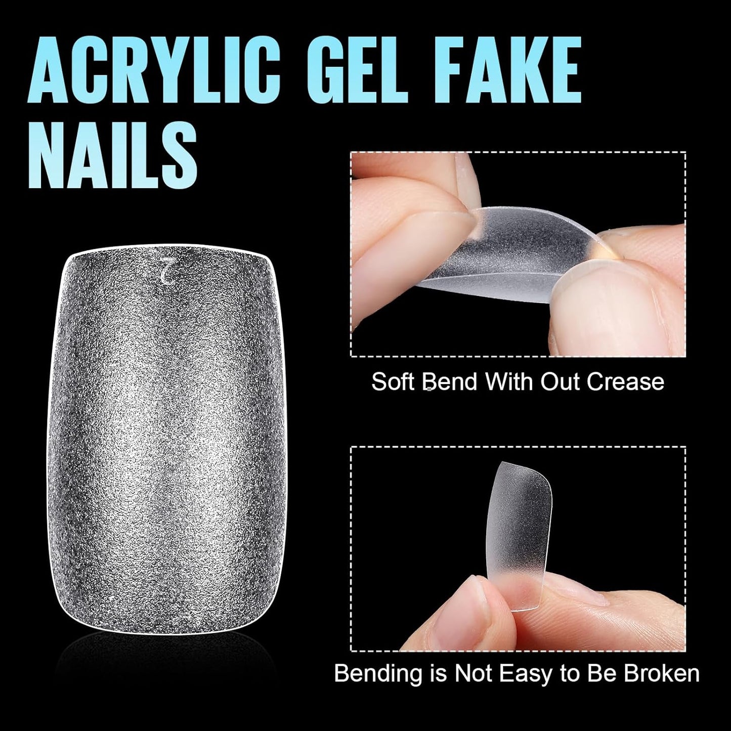 TOMICCA Short Square Nail Tips 240Pcs Pre-buff Full Matte Acrylic Fake Nails, 15 Sizes Full Cover Press on Nail for Extension Manicure Home DIY Nail Art-BrightBean Baby