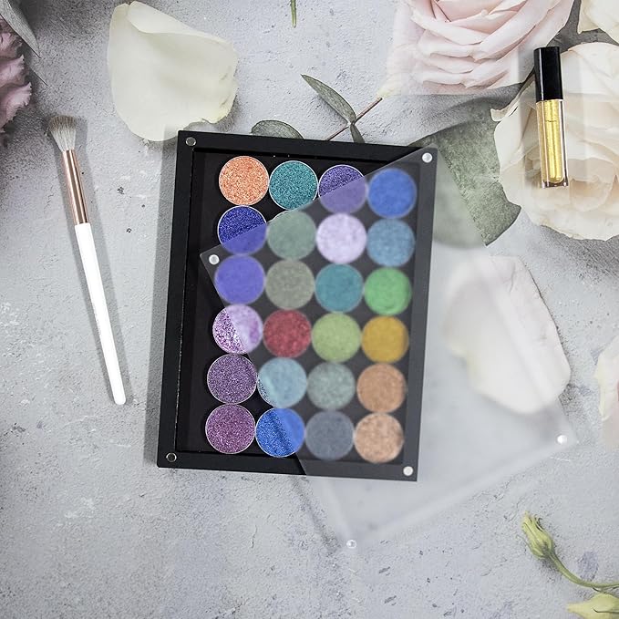 Acrylic empty magnetic palette with magnet clear lip ，with 30Pcs Adhesive Metal Stickers for Eyeshadow Powder Lipstick foundation-BrightBean Baby
