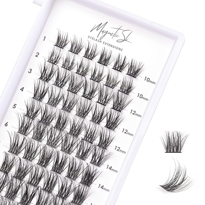 Cluster Lashes 72 Individual Lashes Clusters Eyelash Extensions False Eyelashes DIY Lash Extension Kit Reusable False Eyelashes Natural Look Mix 10-16mm C D Curl-DM06-BrightBean Baby