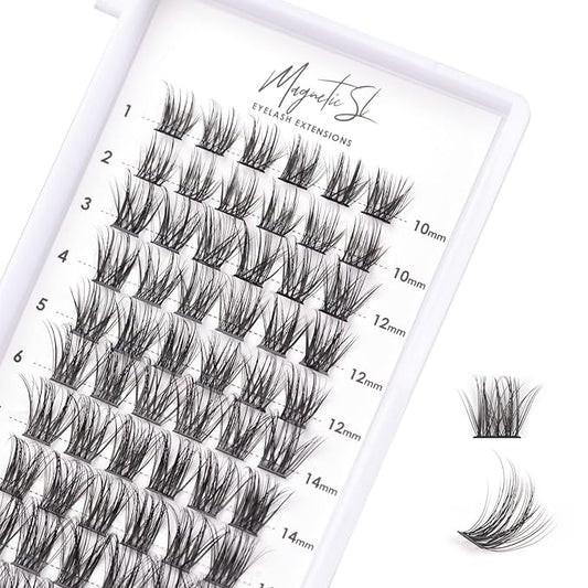 Cluster Lashes 72 Individual Lashes Clusters Eyelash Extensions False Eyelashes DIY Lash Extension Kit Reusable False Eyelashes Natural Look Mix 10-16mm C D Curl-DM06-BrightBean Baby