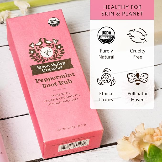 Moon Valley Organics Peppermint Foot Balm – Organic Cooling Foot Rub with Lavender, Arnica and Mint-BrightBean Baby